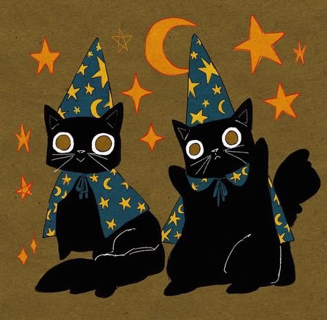 Black, Halloween Art, Art, Halloween, Black Cats, Wizard