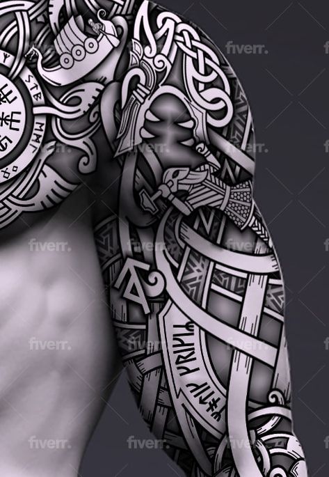 Viking Runes Tattoo, Arm Tattoo Viking, Xenomorph Tattoo, Viking Dragon Tattoo, Runes Tattoo, Celtic Sleeve Tattoos, Viking Tattoos For Men, Viking Rune Tattoo, Mangas Tattoo