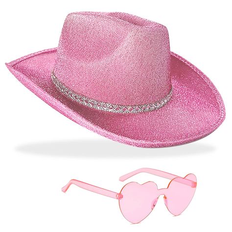 PRICES MAY VARY. 100%plastic Imported Button closure Hand Wash Only Cowgirl Hat Set: You will receive 1 x pink cowgirl hat and pink heart sunglasses, the cowboy hats for women wear a classic cowboy hat look with glittery design, rhinestone cowgirl hat for you more glamour High-Quality Materials: Pink cowboy hat is made of high-quality fabric, soft, comfortable, light weight, long-term wear will not be a burden, glitter may fall off slightly is a normal phenomenon Size of Rhinestone Cowboy Hat: T Sparkly Cowboy Hat, Glitter Cowboy Hat, Space Cowgirl Costume, Cowgirl Halloween Costume, Preppy Birthday, Rhinestone Cowboy, Silver Hats, Rhinestone Cowgirl, Pink Cowboy Hat