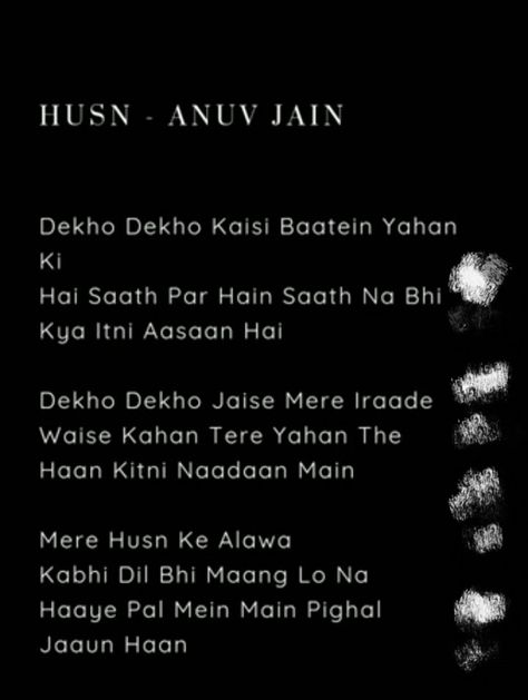 #song #lyrics #husn Husn Lyrics., Letter To Krishna, Husn Anuv Jain Song Lyrics, Iktara Song Lyrics, Hindi Songs Lyrics Quotes Short, Husn Anuv, Snap Song Lyrics, Deep Song Lyrics, Anuv Jain