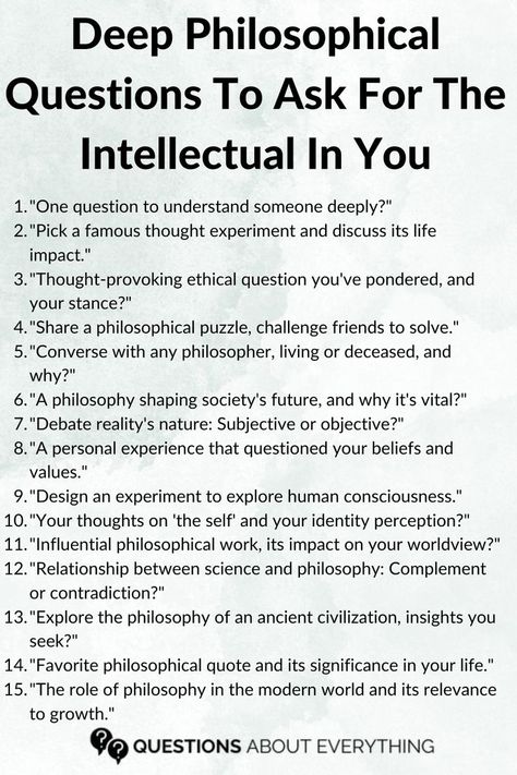 A list of Intellectual Philosophical Questions Philosophical Questions To Ask, Fun Question Games, Deep Conversation Topics, Hypothetical Questions, Philosophical Questions, Thought Experiment, Conversation Topics, Spiritual Journals, Question Game