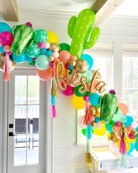 Three Esta Balloon Arch, First Fiesta Balloons, Fiesta Balloon Arch Mexican, Taco Themed 30th Birthday Party, 2nd Birthday Fiesta Theme, Adios To My 30s Party, No Time To Siesta Its Time To Fiesta, First Fiesta Decorations, Girly Fiesta Theme Party