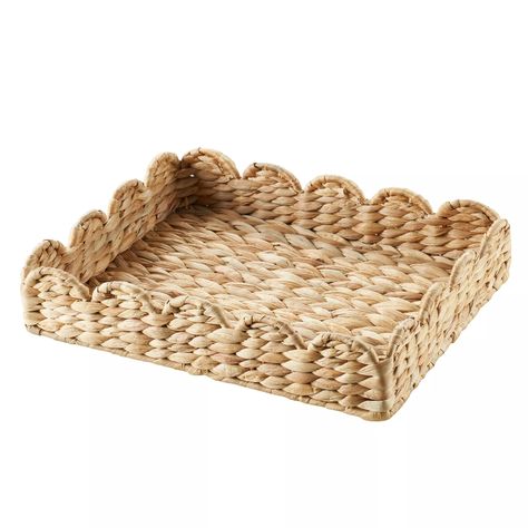 11" x 14" Scalloped Woven Natural Water Hyacinth Decorative Tray | Walmart (US) Scalloped Home Decor, Kitchen Island Decor Centerpieces, Thrifting Inspiration, Dining Table Kitchen Island, Kitchen Island Counter, Decor With Ropes, Cherry Farm, Guest Ideas, Island Counter