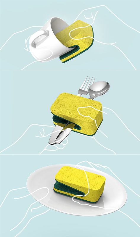 It’s not rocket science, but doing dishes right can get a bit annoying, especially when they are super greasy. I love this Folded Dish Sponge concept that has a dedicated scrub slot integrated to the spongy middle, so that you can have squeaky-clean dishes. Simple and innovative! Read more at http://www.yankodesign.com/2015/03/20/dishes-done-right/#0cj54OMvGEoKG6Uf.99 Dish Sponge, Celebrity Cars, Car Boot Sale, Design Presentation, Industrial Design Sketch, Id Design, Car Boot, Best Oatmeal, Inclusive Design