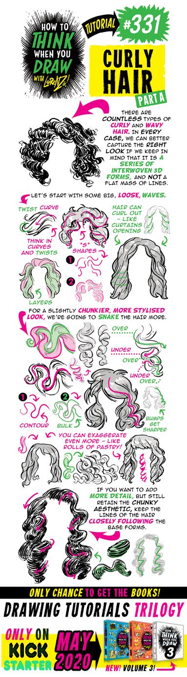 The Etherington Brothers Draw Curly Hair, Drawing Male Hair, Etherington Brothers, Curly Hair Drawing, Drawing Hair Tutorial, Cartoon Hair, Comic Tutorial, Curly Hair Tutorial, How To Think