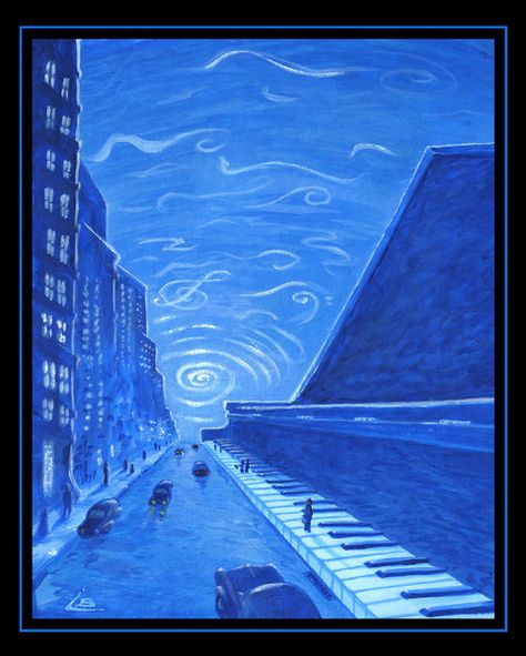 rhapsody in blue Surrealism, Rhapsody In Blue, Music Concert, Music Studio, Marching Band, Blue Art, Life Is Beautiful, Acrylic Paint, Airplane View