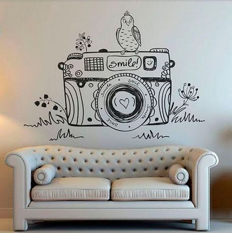 20 Artistic Wall Painting Ideas for Your Home Interior Design Wall Painting Ideas Creative, Simple Wall Paintings, Camera Wall, Decals Ideas, Wall Drawings, Painting Ideas Creative, Creative Wall Painting, Abstract Wall Painting, Diy Wand