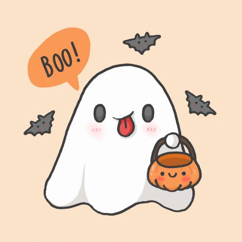 Cute Halloween Icons, Gambar Halloween, Cute Halloween Drawings, Doodles Bonitos, Halloween Cute Ghost, Desenhos Halloween, Ghost Drawing, Ghost Cartoon, Cute Fall Wallpaper