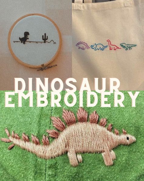 Tela, Dino Embroidery Dinosaur Pattern, Dinosaur Hand Embroidery Pattern, Hand Embroidered Dinosaur, T Rex Embroidery, Hand Embroidery Dinosaur, Dinosaur Hand Embroidery, Diy Dinosaur Shirt, Dinosaur Embroidery Design