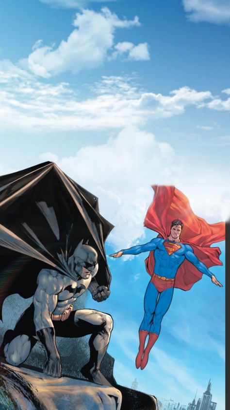 Batman Superman Wallpaper: Dynamic Duo Unite in This Epic Background Superman And Batman Wallpaper, Batman And Superman Wallpaper, Batman Superman Wallpaper, Comics Pfp, Comic Book Wallpaper, Epic Backgrounds, Batman Detective Comics, Superhero Pictures, Dc Trinity