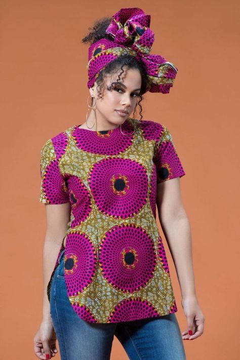Ankara Tops For Ladies, Ladies Tops Fashion Blouses, Ankara Top Styles, African Tops For Women, African Print Shirt, African Chic, African Blouses, Ankara Tops, African Tops