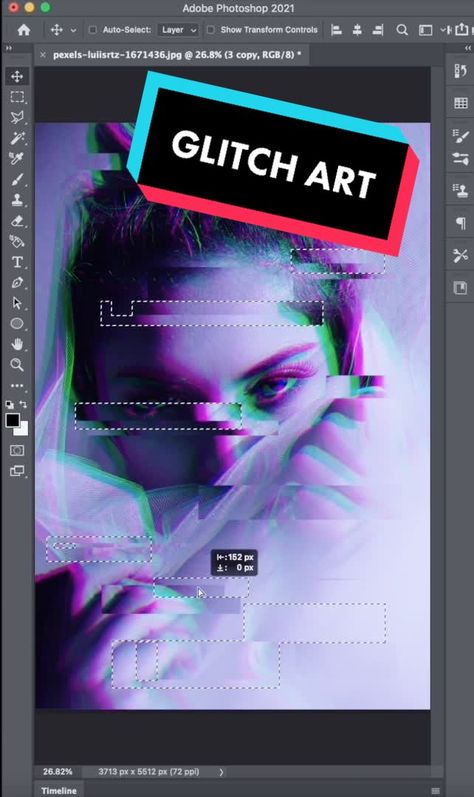 Quick Glitch Effect in Photoshop⚡️ #photoshop #tutorial #learn #diy #designtok #art #photoediting Glitch Tutorial, Glitch Photo, Editing Techniques, Glitch Effect, Design 2023, Publication Design, Photoshop Effects, Glitch Art, Photo Effects