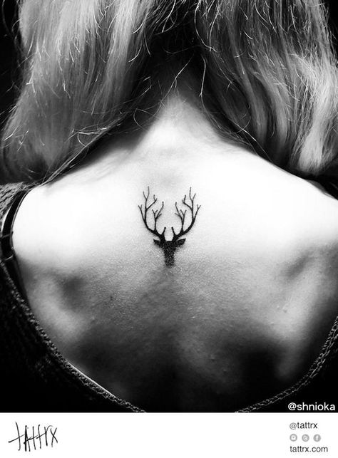 lenuvole: “ Martynas Šnioka Tattoo - Tiny Deer Silhouette #tattoo #ink ” Tato Paha, Hirsch Tattoo, Stag Tattoo, Tier Tattoo, Tato Henna, Deer Tattoo, Geniale Tattoos, Tattoo Designs For Girls, Head Tattoos