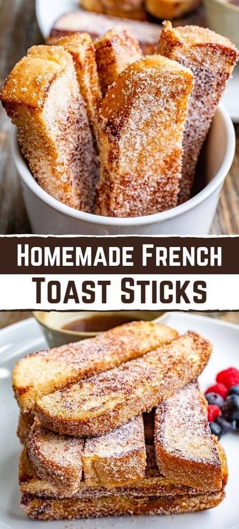 Homemade French Toast Sticks French Toast To Go, Meal Prep French Toast Sticks, French Sticks Recipe, French Toast Homemade, Homemade Easy Breakfast, Cinnamon French Toast Sticks Recipe, Easy Morning Recipes, Best Homemade French Toast, Recipes For French Toast