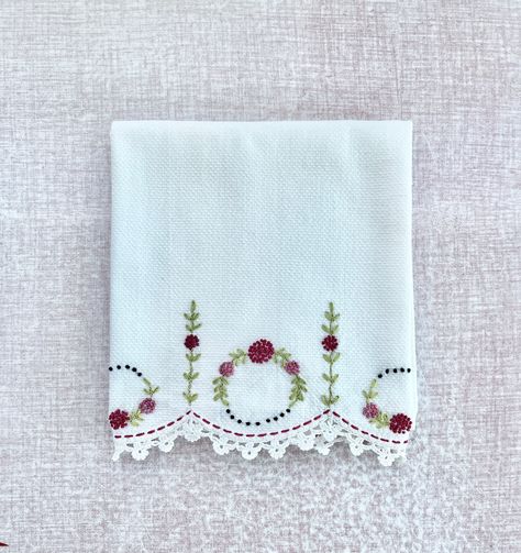 Vintage Waffle Weave Hand Embroidered Dish Towel With Crocheted Edges Waffles, Waffle Weave, Dish Towels, Dish Cloths, Kitchen Towels, Sacramento, Hand Embroidered, Towels, Etsy Shop