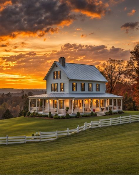 Widows Walk House, Farmhouse Life Aesthetic, Houses In Vermont, Big White Farm House, Cozy Ranch Style Home, The Notebook House, Heartland House, 1900s Farmhouse, Dream House Farmhouse