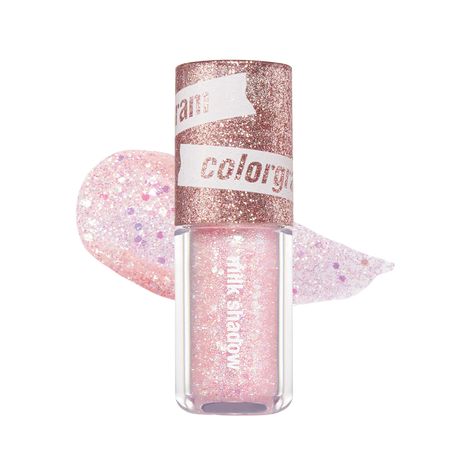 Colorgram Milk Bling Shadow, Eye Glitter Products, Colorgram Eyeshadow, True Beauty Makeup, Eye Makeup Korean, Romantic Eye Makeup, Korean Eyeshadow, Glitter Stick, Liquid Texture