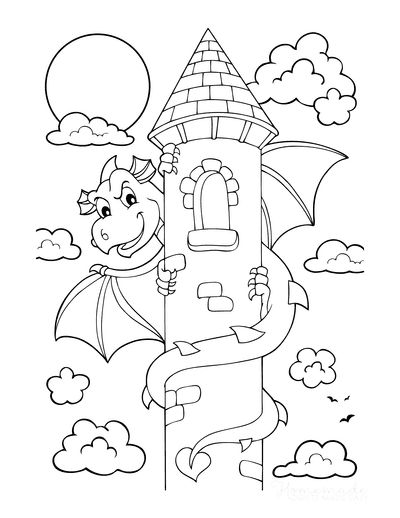 Dragon Coloring Pages Around Castle Tower Storybook Coloring Pages, Knight Coloring Pages Free Printable, Free Dragon Coloring Pages, Castle Coloring Pages Free Printable, Medieval Coloring Pages, Dragon Pictures To Color, Fairytale Coloring Pages, Fairy Tale Coloring Pages, Dragons Coloring Pages