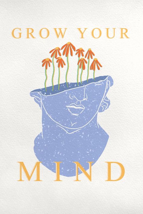 A motivational Mythology greek sculpture inspired wall art print 'grow your mind' perfect for the person who has a growth mindset, is seeking wisdom and power and consistently wants to develop. Logos, Self Growth Art Drawing, Personal Growth And Development Aesthetic, Greek Posters Mythology, Growth Art Drawings, Growth Mindset Illustration, Personal Growth Drawing, Growth Mindset Tattoo, Art About Growth