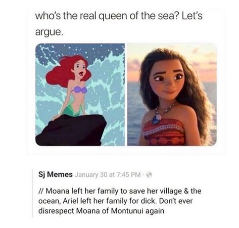 Movie & TV  Scenes 🎭 on Instagram: “Ariel or Moana?” Alternative Disney, Moana Scenes, Moana Memes, Tv Scenes, Funny Teen Posts, Disney Time, Right In The Childhood, Disney Theory, Lgbtq Funny