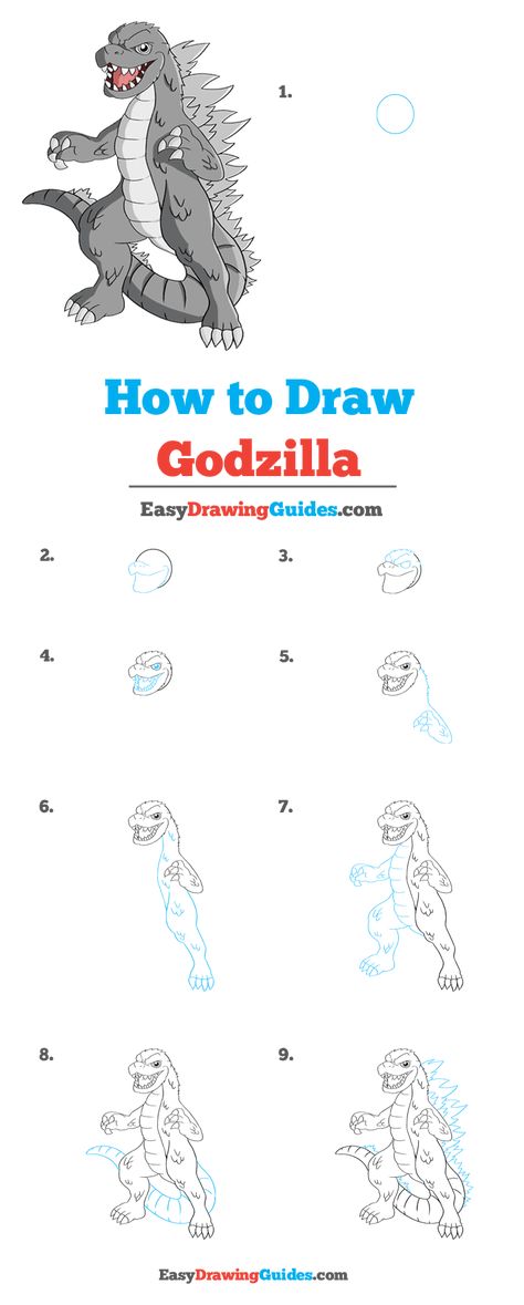 Step By Step Detailed Drawings, Godzilla Drawings Easy, Easy Godzilla Drawing, How To Draw Godzilla, Godzilla Drawing Easy, Draw Godzilla, Godzilla Drawing, Godzilla Tattoo, Blending Colored Pencils