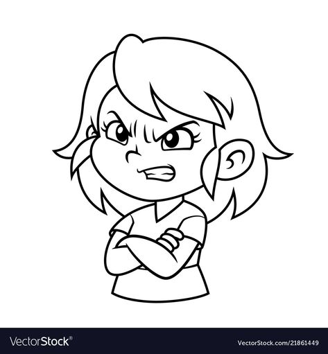 Angry Girl Drawing, Angry Illustration, Angry Pictures, Angry Images, Face Coloring Pages, Drawing Feelings, Expression Drawing, Face Coloring, Books Drawing