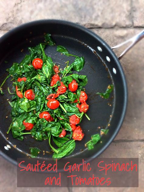Sauteed Garlic Spinach and Tomatoes, EASY!! Cooked Spinach And Tomatoes, Roasted Tomatoes And Spinach, Spinach And Tomatoes Recipes, Sauteed Spinach And Tomatoes, Tomato And Spinach Recipes, Tomatoes And Spinach Recipes, Spinach And Tomato Recipes, Spinach Recipes Sauteed, Roasted Spinach