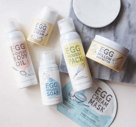 All About Eggs | Too Cool For School's Egg Line — Beauty by Kelsey Korean Beauty Routine, Beauty Wishlist, Korean Brand, Oil Based Cleanser, Korean Makeup Tutorials, Japanese Skincare, Korean Eye Makeup, Korean Skincare Routine, School S