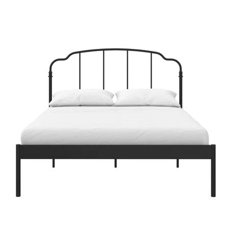 Lark Manor Antwonette Metal Bed | Wayfair Bed Target, Vintage Headboard, Black Metal Bed Frame, Platform Mattress, Black Metal Bed, Vintage Headboards, Iron Bed Frame, Full Size Platform Bed, Black Headboard