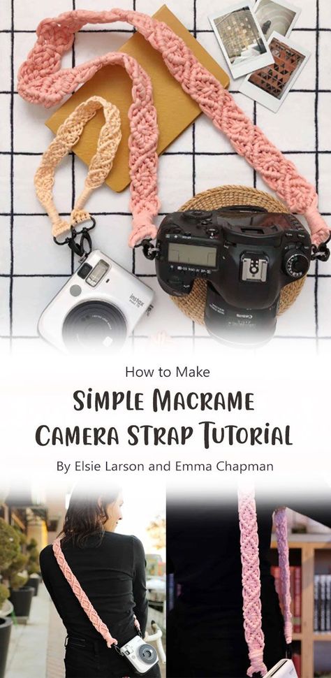 Is your current camera strap not working for you? Learn how to make a macramé strap the easy way with this step by step tutorial from Elsie Larson and Emma Chapman! This is a great beginner’s project for those who want to learn about making their own handmade accessories. Camera Strap Pattern, Camera Strap Tutorial, Macrame Camera Strap, Diy Camera Strap, Macrame Strap, Crochet Camera, Macrame Leaves, Macrame Angel, Elsie Larson