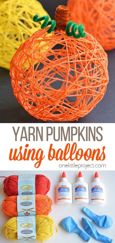 Yarn Pumpkins, October Crafts, Fall Arts And Crafts, Halloween Arts And Crafts, Fun Fall Crafts, Homeschool Crafts, Easy Fall Crafts, Manualidades Halloween, Fall Craft