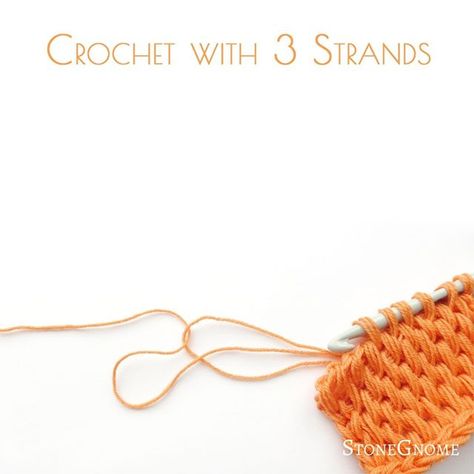 Tips and guidance of how to crochet with 3 strands of yarn. How To Crochet With Two Strands Of Yarn, Double Strand Crochet, Crochet Tips, Yarn Thread, Thread Crochet, Crochet Scarves, How To Crochet, Weaving Techniques, Valentine Heart