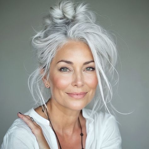 magnific GlxZNhdREyAcZNTIT33l Silver French Twist Silver Hair With White Highlights, French Women Gray Hair, Platinum Blonde Hair For Older Women, Cute Hair Over 50, Grey Hair 40 Year Old, Silver White Hair Color, White Hair Older Women, Black Women White Hair, White Hair Women