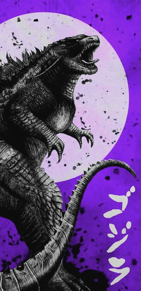 Phone Backgrounds, Godzilla Fanart, Godzilla Wallpaper, Wallpaper Purple, Random Art, Movie Poster Art, Kids Shows, Godzilla, Movie Poster