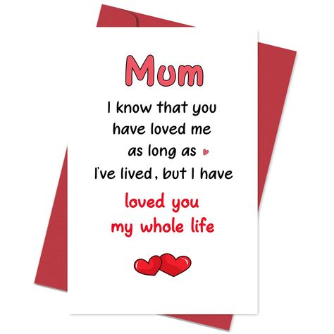 PRICES MAY VARY. It is a very sweet card that is suitable for mother's day. The card will make your mom get a complete surprise and lots of love! This card is printed on luxury, 300gsm lightly textured cardstock with a premium red envelope. Cards measure 8 x 5.3 in. /20.5 x 13.6 cm when folded. Blank inside for your personal message. If you have any questions, please feel free to contact us. We'll get back to you in 24 hours! Note: Since the product material is a paper greeting card, there may b Birthday Card Mother, Birthday Card For Mom, Card Gifts, Love You Messages, Paper Greeting, Card For Mom, Birthday Cards For Mom, Funny Birthday Card, Mother Birthday