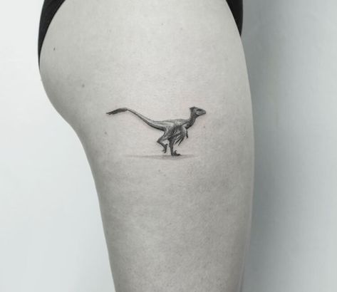 Raptor Tattoo Design, Velociraptor Tattoo Cute, Dinosaur Small Tattoo, Velociraptor Tattoo Small, Realistic Dinosaur Tattoo, Archaeopteryx Tattoo, Plesiosaurus Tattoo, Carnotaurus Tattoo, Tattoo Dino