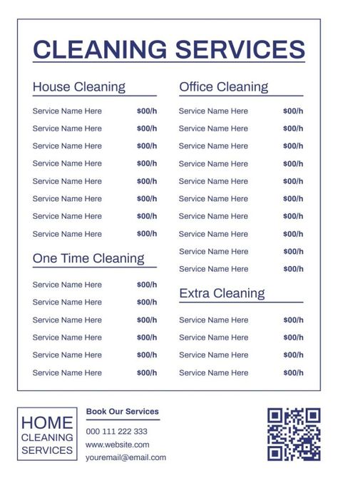 Minimalist Flat Home Cleaning Services Price List Cleaning Schedules, House Cleaning Business Pricing, House Cleaning Price List, Cleaning Business Price List, Bg House, House Cleaning Prices, Cleaning Services Prices, Home Cleaning Services, Price List Design