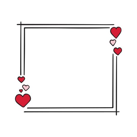 Romantic frame with Hearts. Doodle sketch style. For decorating greeting cards, wedding invitations. Hand drawn vector illustration isolated on white background. Greeting Card Border Designs, Borders For Greeting Cards, Border Design For Greeting Cards, Heart Frame Drawing, Design For Letter Card, Wedding Card Border Design, Letter Decoration Ideas Hand Drawn, Love Border Design, Love Letter Design Ideas Cards