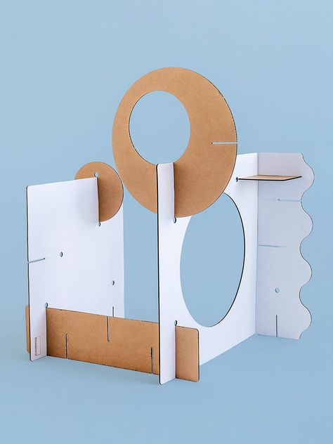 These Flat-Pack Cardboard Kits Are Basically Pop-Up Playrooms Cardboard Furniture Design, Cardboard Play, Cardboard Design, Paper Pop, Cardboard Sculpture, Play Sets, Diy Cardboard Furniture, Exhibition Display, Cardboard Art