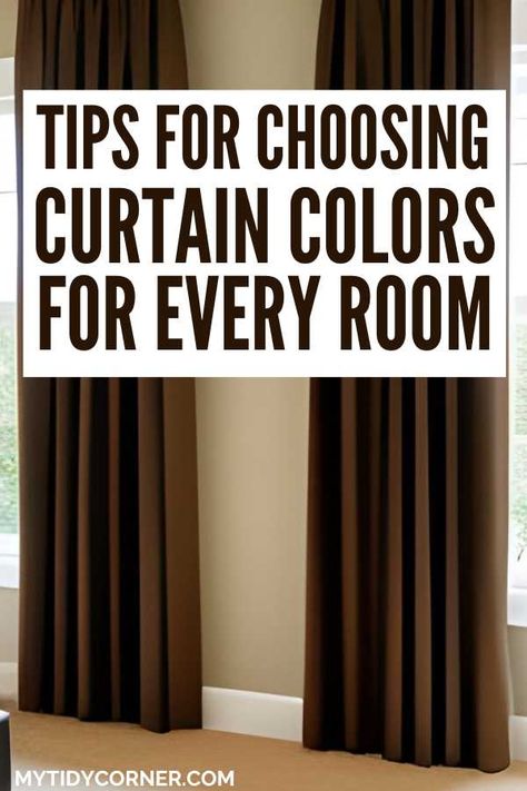 Unsure about which curtain colors will best suit your space? Find out how to choose curtain colors for your home. Discover tips for choosing curtain colors that will suit your home. You will love these curtain color ideas for your home. Curtains For Dark Brown Furniture, Modern Curtains Colors, Classy Living Room Curtains, Brown Couch And Curtains, Picking Curtains Living Rooms, Curtains With Wood Paneling, Curtain Colour Ideas For White Walls, Curtains For Dark Room, Curtains In Apartment Living Room