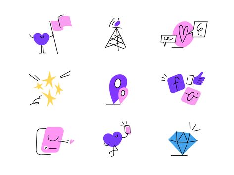 A glimpse of Badoo's illustrations by MagicLab Design Team Infographic Icons, Free Local Dating, Icon Design Inspiration, Brand Icon, Motion Design Animation, Color Palette Design, Simple Illustration, Global Design, Flat Illustration