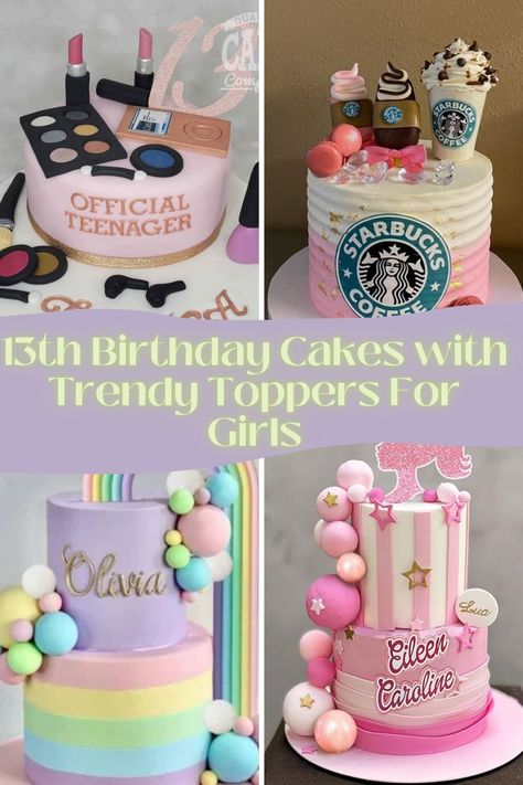 13th Birthday Cake Ideas With Trendy Toppers - momma teen Cake Ideas 13th Birthday Girl, Sweet Treat Birthday Cake, 13th Girl Birthday Cake, 13th Birthday Cake Ideas, 13th Birthday Cake, Music Themed Cakes, Diva Cakes, Sports Themed Cakes, Barbie Birthday Cake