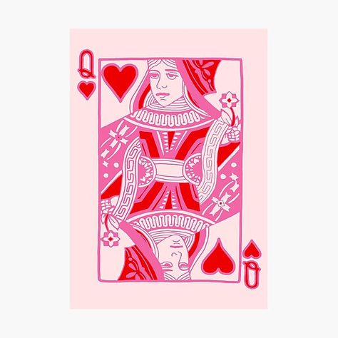 Queen Of Hearts Card, Heart Poster, Magazine Collage, Heart Painting, Pink Cards, Poker Cards, Playing Card, Unique Cards, Queen Of Hearts
