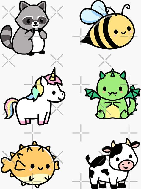 Cute Ideas For Stickers, Cute Drawing Ideas Easy Animals, Things To Draw For Stickers, Cute Diy Stickers Drawing, Simple Cute Cartoon Drawings, Cute Animal To Draw, Cute Drawing Ideas Animals, Cute Animals Easy Drawings, Cute Simple Drawings Animals