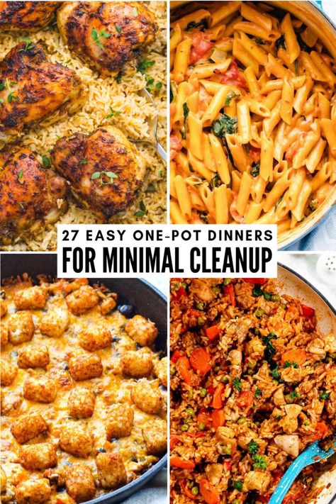 Why spend ages cleaning up after dinner when you can use recipes for dishes that only call for one pot or pan? Our favorite weeknight dinners are easy to make and even easier to clean up. These easy one-pot dinnner recipes are prepared in a single pot, sheet pan or skillet. One Pot Dinners, Fast Dinner Recipes, Easy One Pot Meals, One Pot Dinner, Fast Dinners, Cheap Dinners, Family Dinner Recipes, Quick Dinner Recipes, Idee Pasto Sano