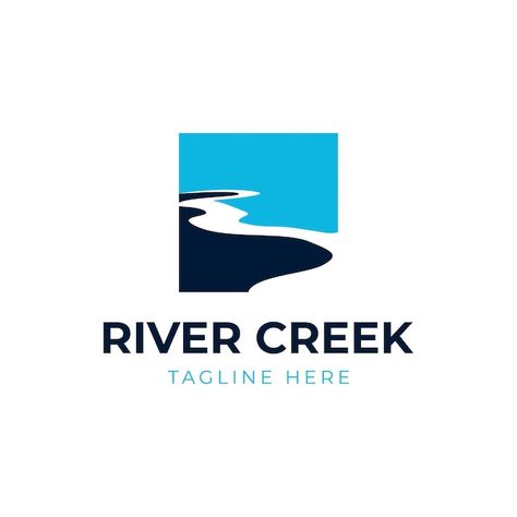 Vector river creek logo vector icon illu... | Premium Vector #Freepik #vector #creek #lake #river #summer-landscape Logos, Creek Logo, Lake Logo, River Logo, Delta Logo, Environment Logo, River Summer, Murray River, Logos Ideas