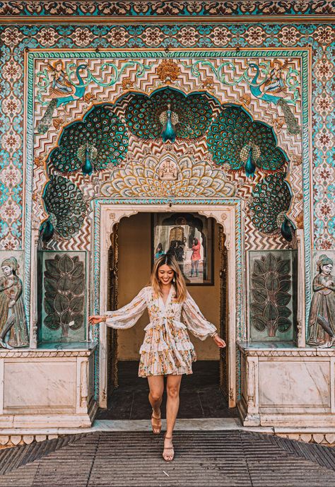 3 Days in Jaipur - The Ultimate Jaipur Itinerary for Photographers — CONNIE AND LUNA Outfits For India, City Palace Jaipur, Jaipur Travel, Terracotta Pink, Incredible Architecture, Honeymoon Tour Packages, India Travel Places, Travel Pose, Trip To India