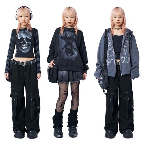 Grunge Streetwear Outfits, Grunge Baggy Outfits, Y2k Alternative Fashion, Winter Grunge Outfits, Alt Streetwear, Grunge Outfits Winter, Minga London, Estilo Tomboy, 2000s Japanese Fashion