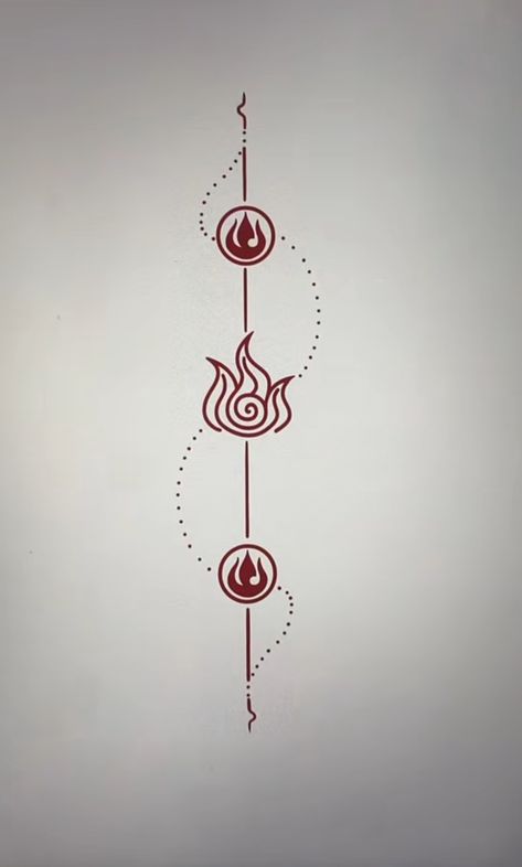 Tatuagem na espinha do elemento fogo de avatar Fire Nation Tattoo, Fire Nation Symbol, Air Symbol, Ink Tattoo Design, Avatar Wallpaper, Red Tattoo Ideas, Fire Lily, Red Ink Tattoo, Avatar Tattoo