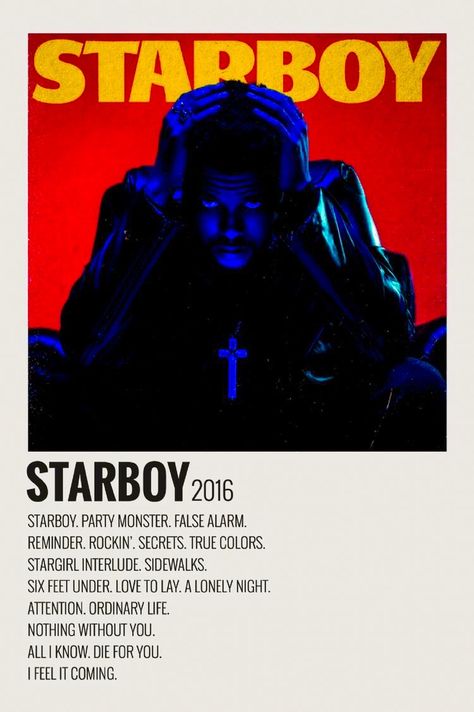 minimalist saturated album poster starboy the weeknd Foto Muro Collage, The Weeknd Albums, Starboy The Weeknd, The Weeknd Poster, Minimalist Music, Music Poster Ideas, Vintage Music Posters, Film Posters Minimalist, Music Collage